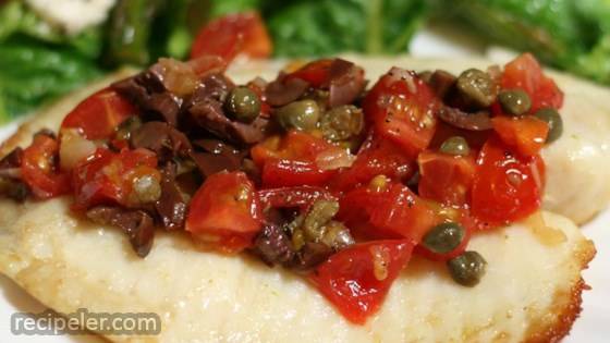 Grilled Tilapia with Tomato-Olive Tapenade
