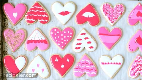Heart Cookies Decorated With Royal Cing