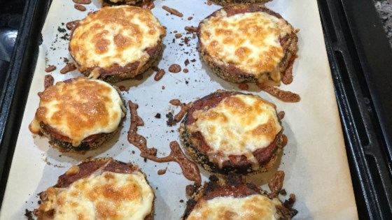 keto parmesan-breaded eggplant pizzas
