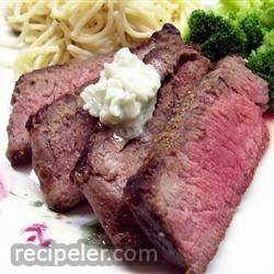 Kickin' London Broil With Bleu Cheese Butter