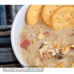 Leek Potato Mushroom Cheddar Soup