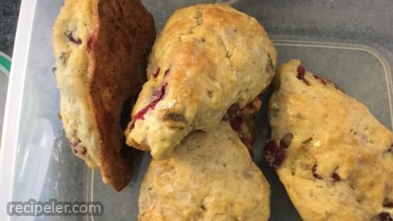 Lemony Cranberry Hazelnut Scones with Lemon Glaze