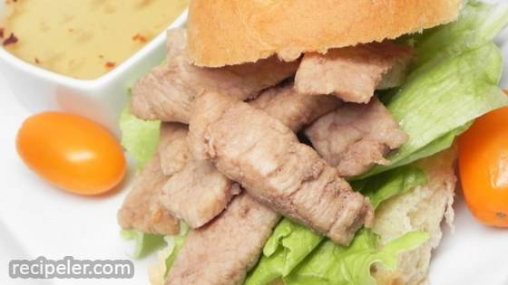 Marsala Pork Chop Sandwich with Hot and Sweet Dipping Sauce