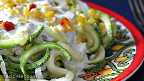 Mexican Squoodles with Creamy Fire-Roasted Green Chile Sauce