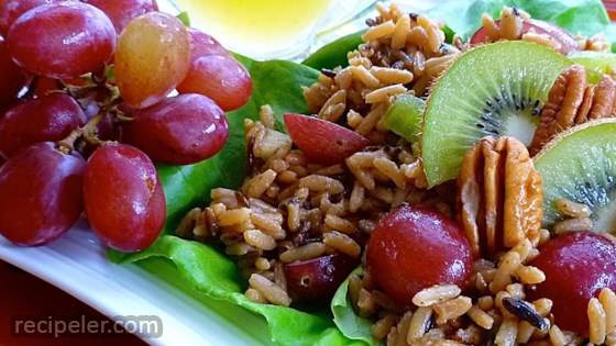 Nutty Wild Rice Salad with Kiwifruit and Red Grapes
