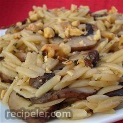 orzo with mushrooms and walnuts