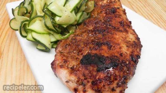 Pan-Grilled Pork with Zucchini Garlic Ribbons