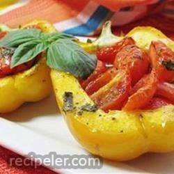 Peppers Roasted With Garlic, Basil And Tomatoes