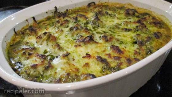 Pesto Chicken Spaghetti Squash Bake