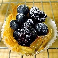 phyllo tarts with ricotta and raspberries