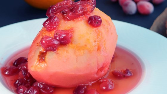 Poached Quince With Cranberries
