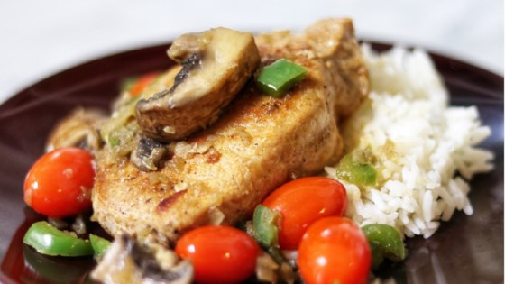 pork chops with mushrooms and grape tomatoes