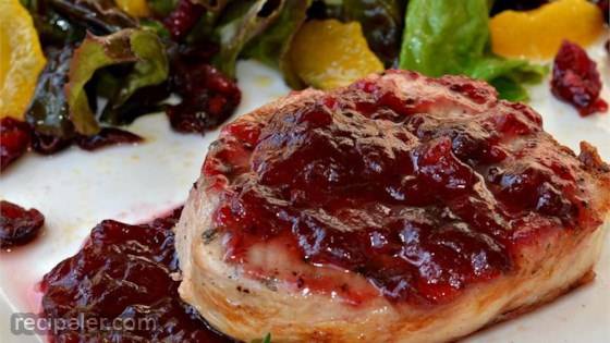 Pork Cutlets with Cranberry Wine Sauce