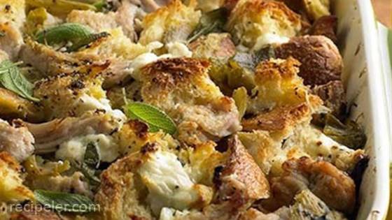Pork Roast Strata with Green Chiles and Goat Cheese