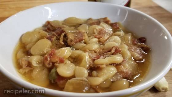 Pressure Cooker Butter Beans with Beer and Bacon