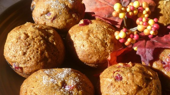 quick cranberry pumpkin muffins