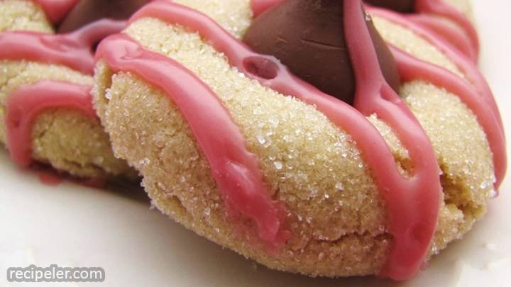 raspberry almond kiss cookies