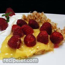Raspberry-Lemon Pie n a Toasted Coconut Crust