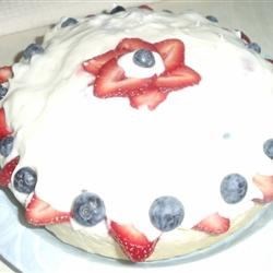 red, white, and blueberry shortcake
