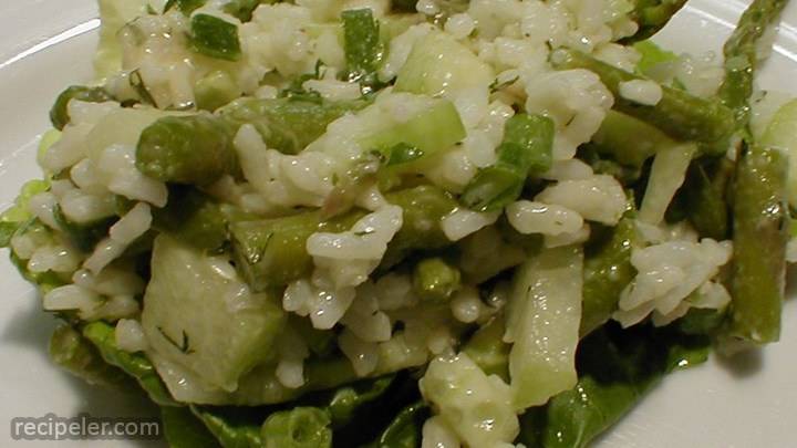 rice, asparagus and cucumber salad
