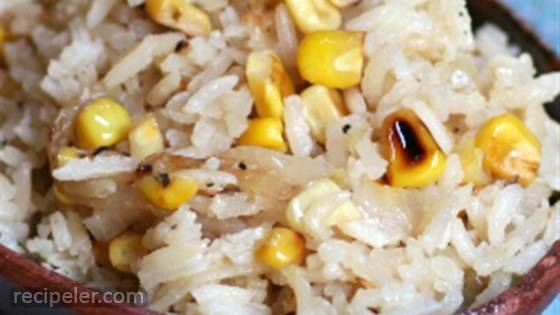 Rice with Pan-Roasted Corn and Onions