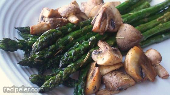 Roasted Asparagus and Mushrooms