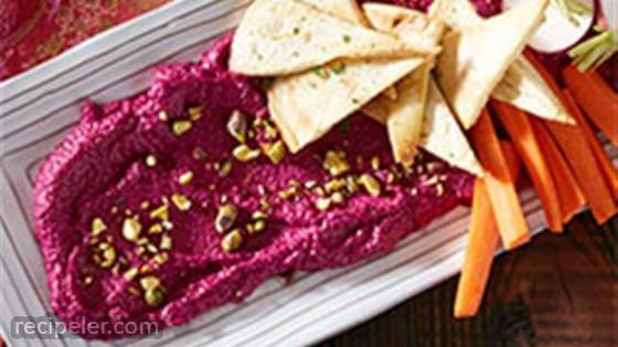 Roasted Beet and Goat Cheese Dip with Pistachios