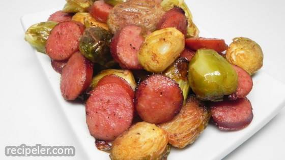 Roasted Brussels Sprouts and Kielbasa