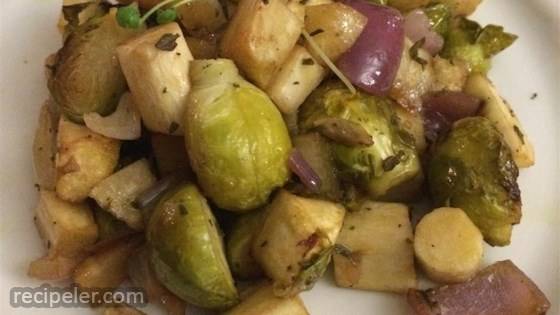 Roasted Brussels Sprouts and Parsnips