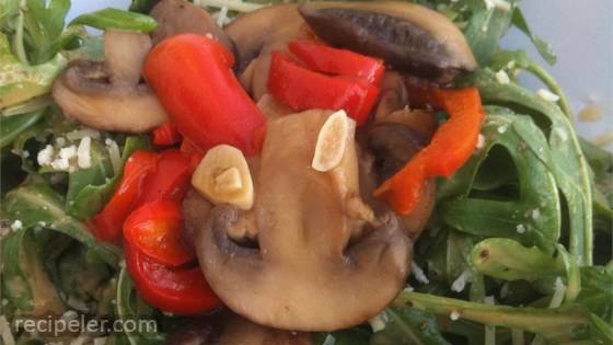 Roasted Portobello, Red Pepper, and Arugula Salad for One