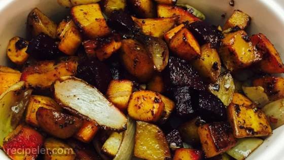 Roasted Pumpkin With Root Vegetables And Broccoli