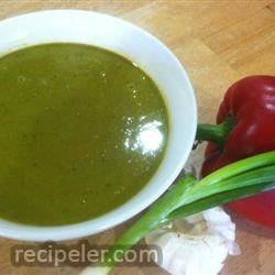 Roasted Red Pepper and Basil Pea Soup