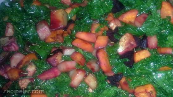 Roasted Root Vegetables with Kale