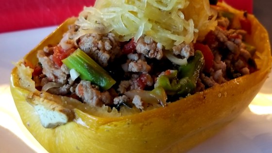 roasted spaghetti squash with ground turkey and vegetables