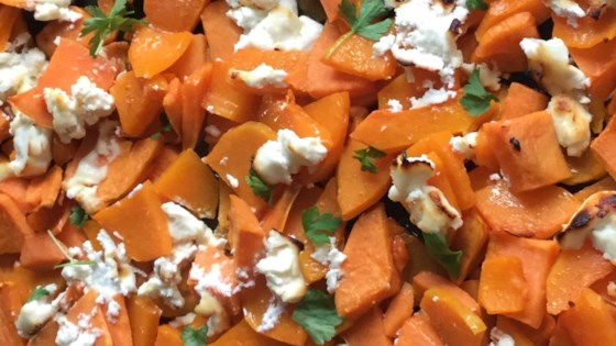 Roasted Squash And Sweet Potatoes With Goat Cheese
