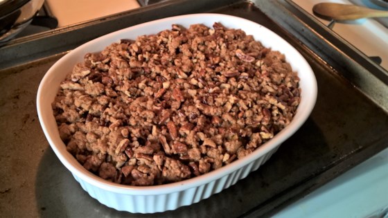 roasted sweet potato casserole with pecan crumble