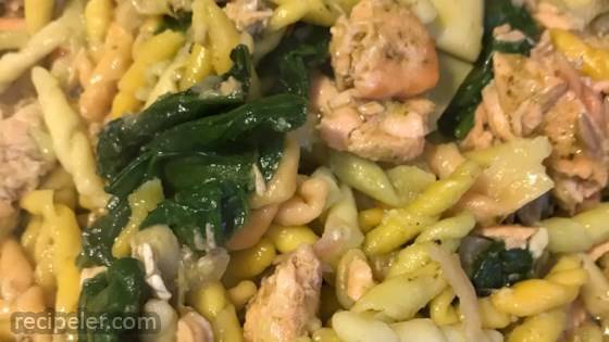 Salmon Pasta with Spinach and Artichokes
