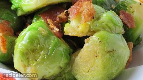 Sauteed Brussels Sprouts with Bacon and Onions
