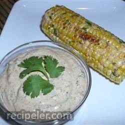 sauteed corn on the cob with chili-lime-cilantro spread