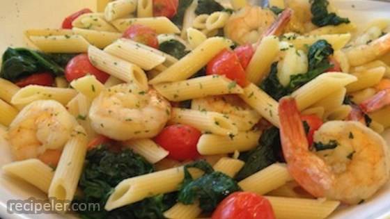 Sauteed Shrimp With Spinach Tomatoes And Spaghetti Squash 8107