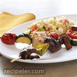 Sea-and-shore Bison Kabobs With Mediterranean Couscous Salad