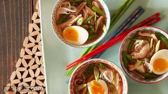 Spicy Miso Soup with Roasted Shiitake Mushrooms and Green Beans