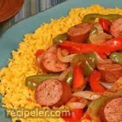 Spicy Yellow Rice and Smoked Sausage