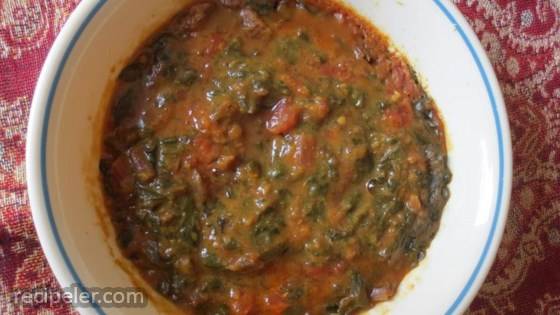 Spinach and Tomato Dal (ndian Lentil Soup)
