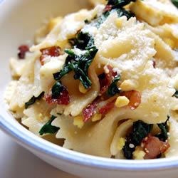 spinach, egg, and pancetta with linguine