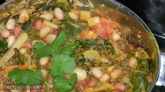 Spinach, Red Lentil, and Bean Curry