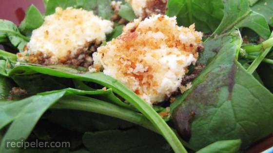 Spinach Salad with Baked Goat Cheese