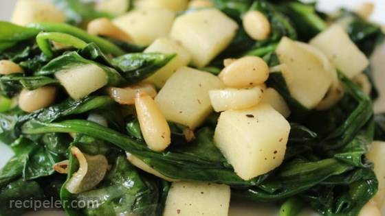 Spinach With Apples And Pine Nuts