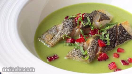 Spring Pea Green Curry with Black Cod and Strawberry