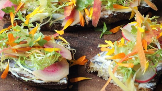 Spring Vegetable Tartine With White Anchovies